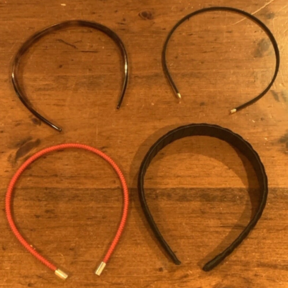 Set of 4 Headbands / Hairbands - Red + Black